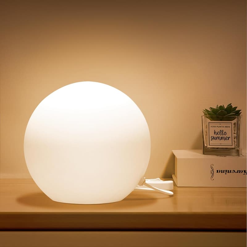Modern 7.8-Inch Glass Shade Ball Table Lamp for Home Decor