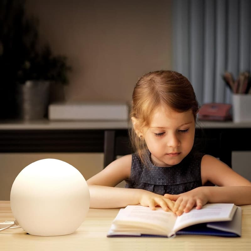 Modern 7.8-Inch Glass Shade Ball Table Lamp for Home Decor
