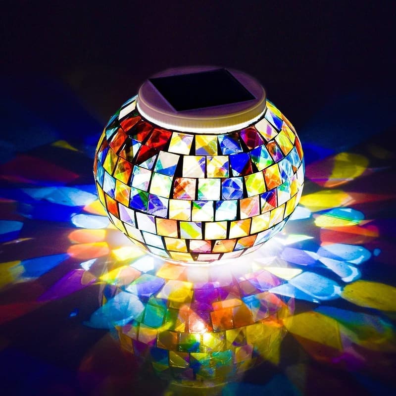 Solar Glass Mosaic Ball LED Garden Lights - Waterproof & Rechargeable