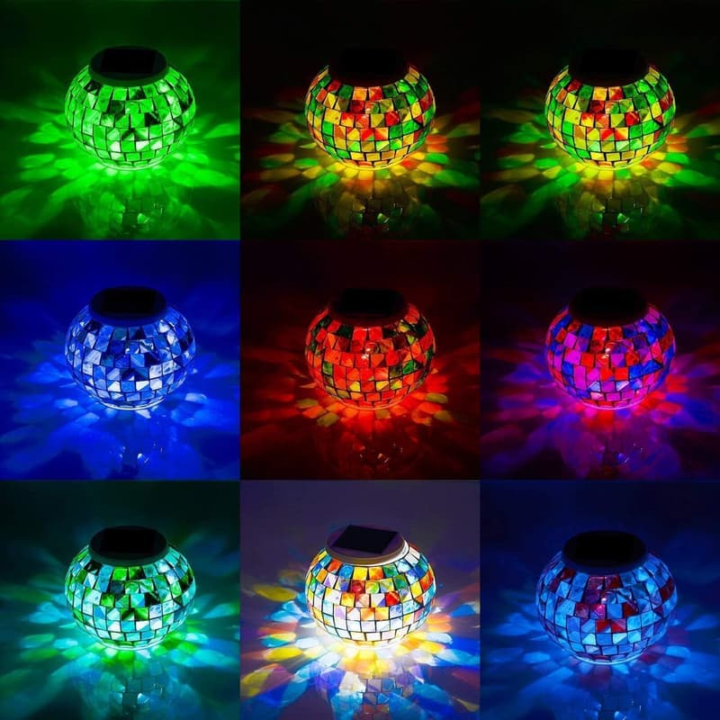 Solar Glass Mosaic Ball LED Garden Lights - Waterproof & Rechargeable