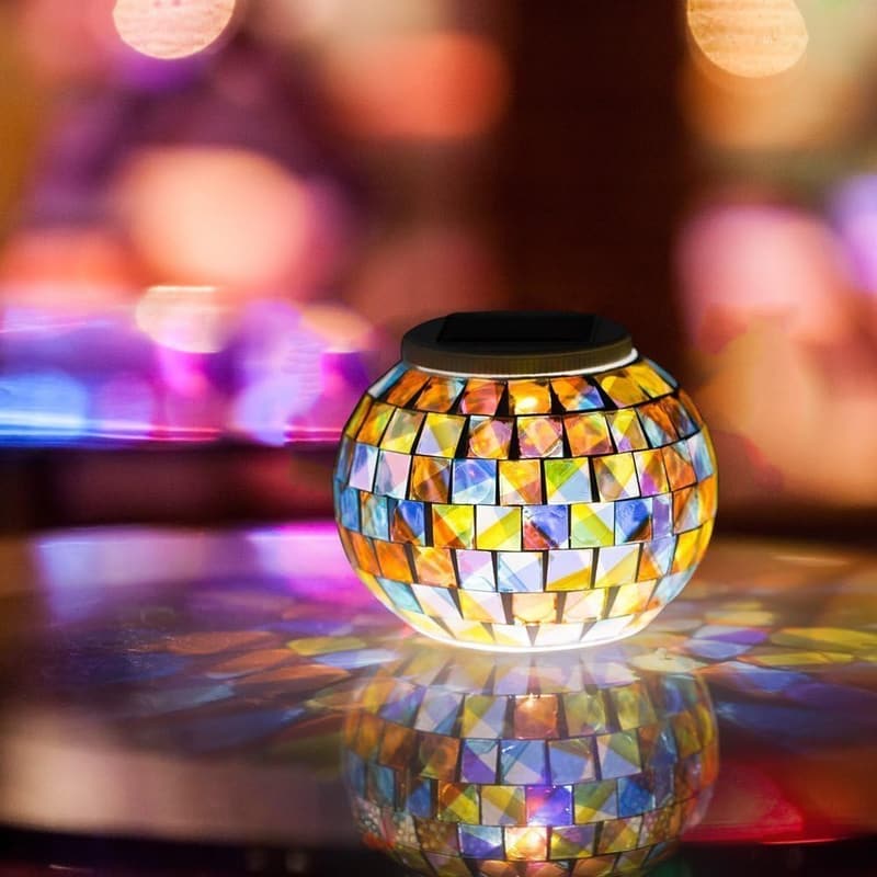 Solar Glass Mosaic Ball LED Garden Lights - Waterproof & Rechargeable