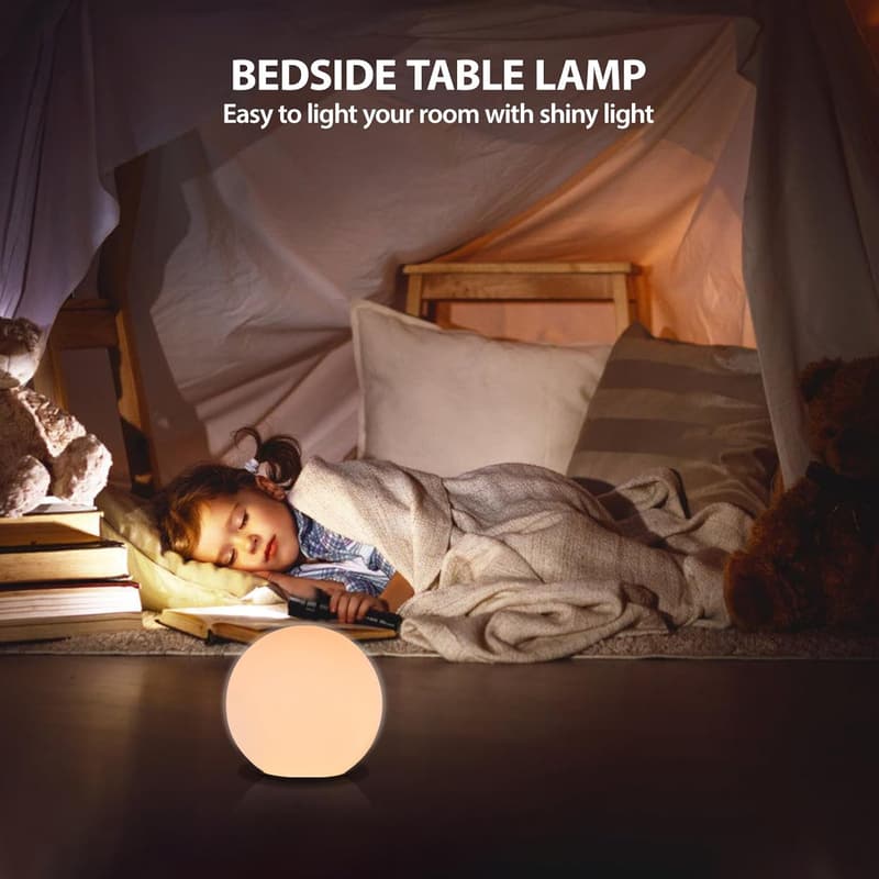 6 Inch Glass Shade Ball Table Lamp for Bedroom & Office