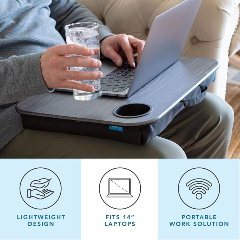 Lap Desk with Cup Holder for Up to 14