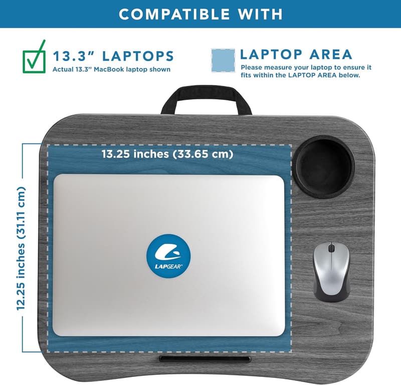Lap Desk with Cup Holder for Up to 14