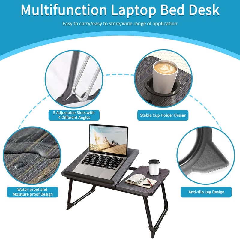 Lap Desk with Cup Holder for Home Office or Bed