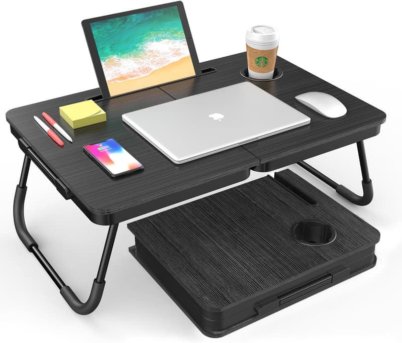 Adjustable Portable Laptop Desk for Bed & Couch with Cup Holder