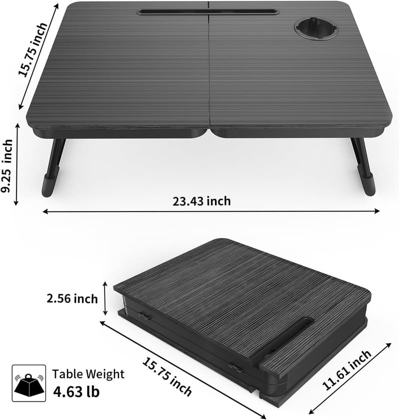 Adjustable Portable Laptop Desk for Bed & Couch with Cup Holder