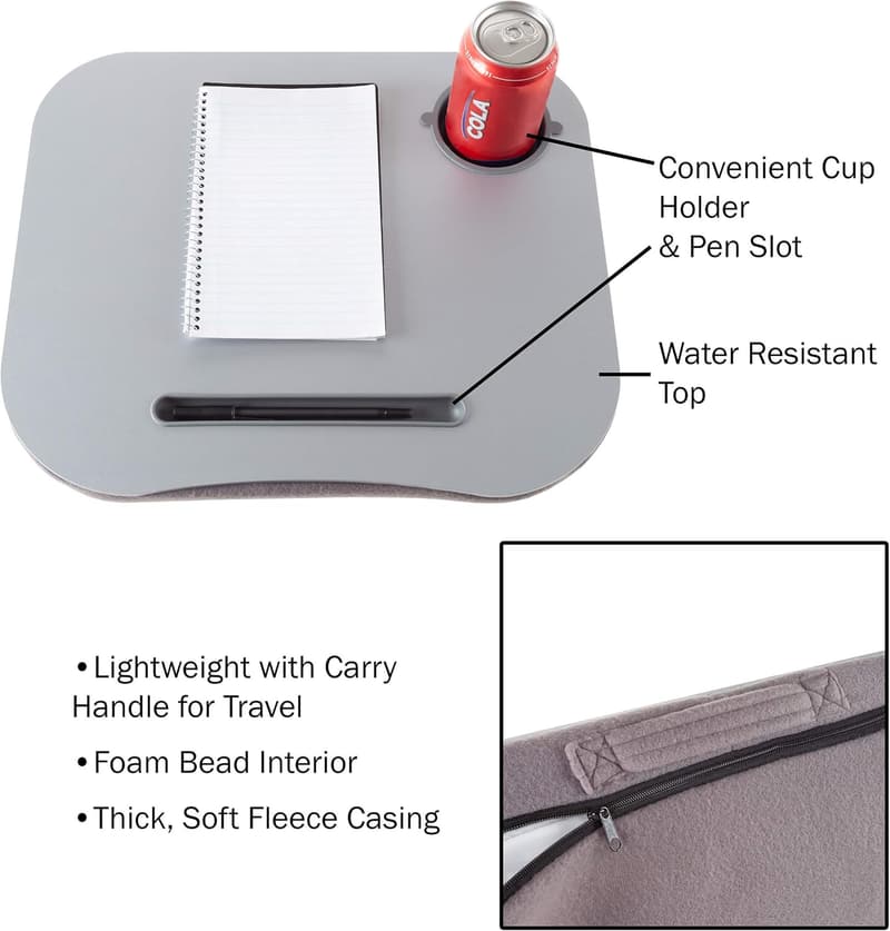 Portable Lap Desk with Cushion & Cup Holder - Versatile Use