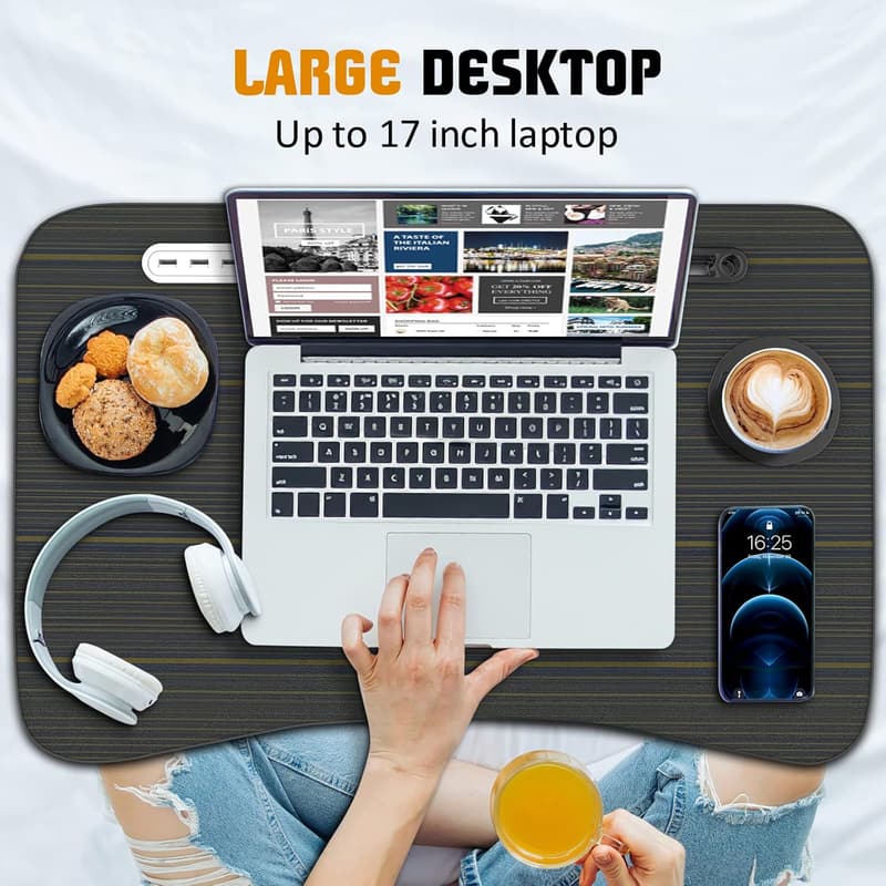 Portable Foldable Laptop Bed Desk with USB Charge Port