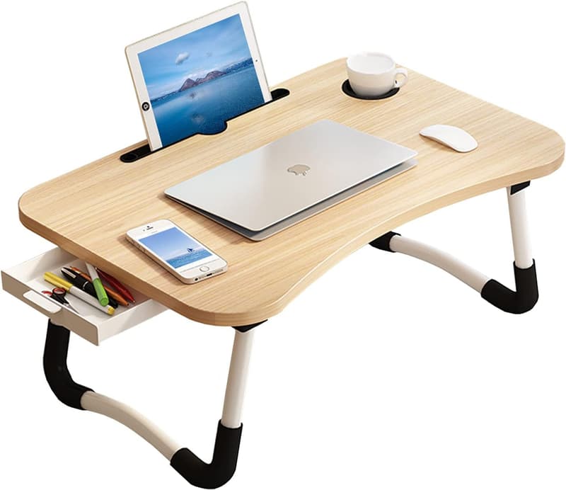 Portable Foldable Laptop Desk with Phone Stand & Cup Holder