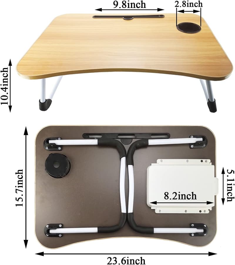 Portable Foldable Laptop Desk with Phone Stand & Cup Holder