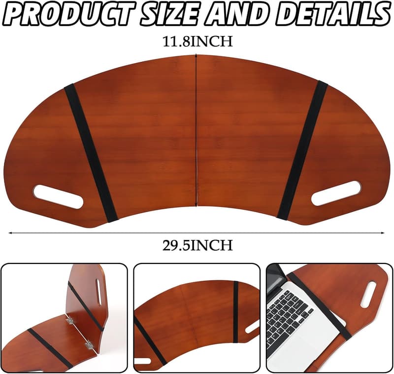 Foldable Wood Lap Desk Tray with Handles for Laptop - Reddish Brown