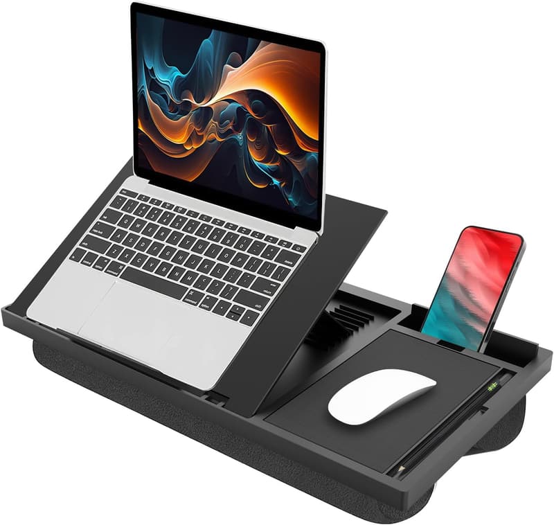 Portable Laptop Lap Desk with Cushion - 9 Adjustable Angles