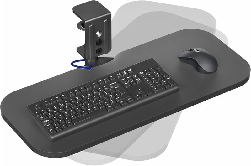Rotating Keyboard and Mouse Tray, Ergonomic, Clamp-On, Black