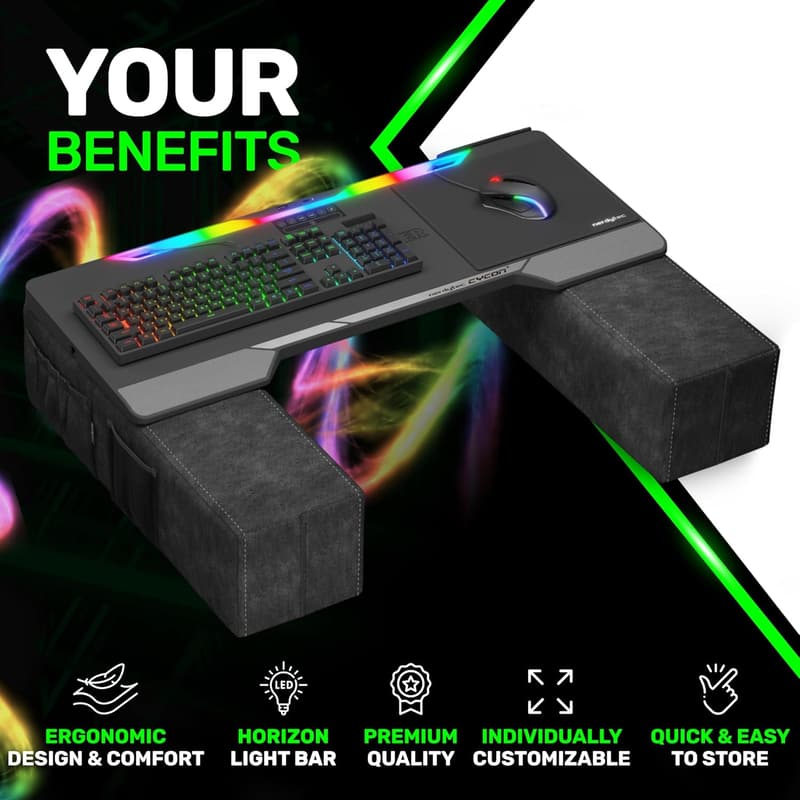 Ergonomic Gaming Lap Desk with USB Hub for Couch and Bed