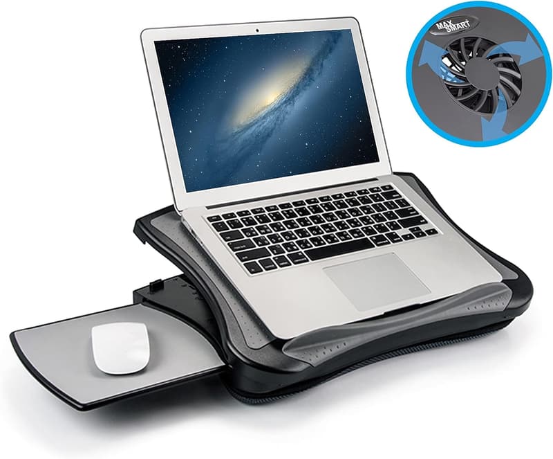 Laptop Lap Pad with Cooling Fan & Mouse Pad for Comfortable Use