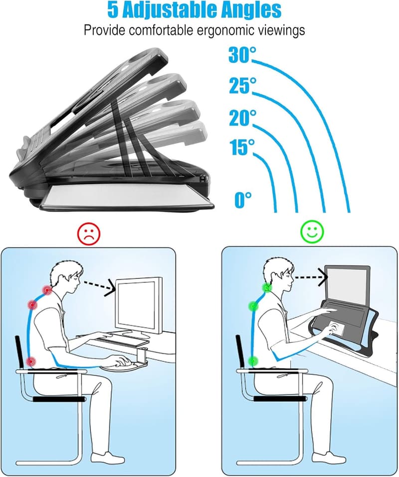 Laptop Lap Pad with Cooling Fan & Mouse Pad for Comfortable Use
