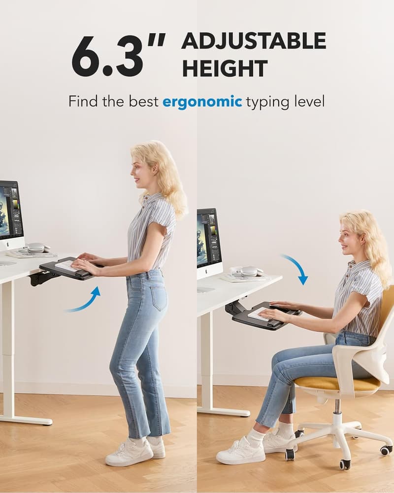 Adjustable Under Desk Ergonomic Keyboard Tray for Home/Office