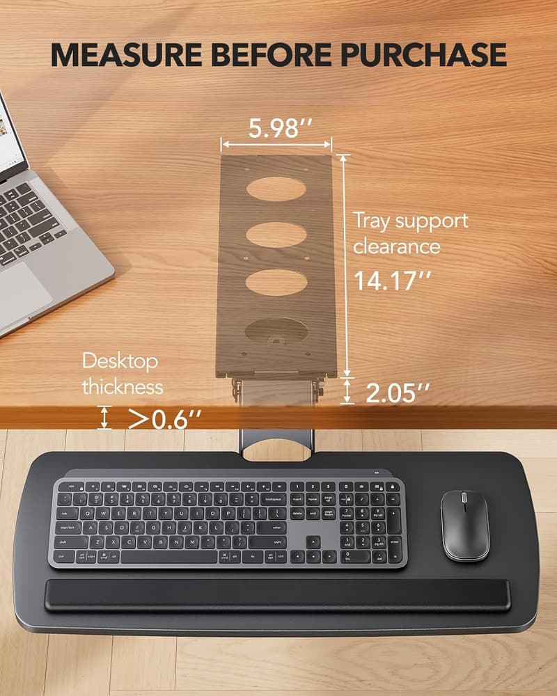 Adjustable Under Desk Ergonomic Keyboard Tray for Home/Office
