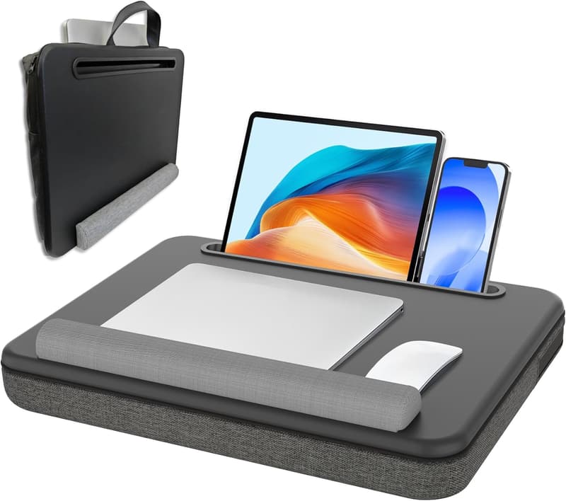 Portable Laptop Desk with Wrist Pad and Storage - Fits 15.6