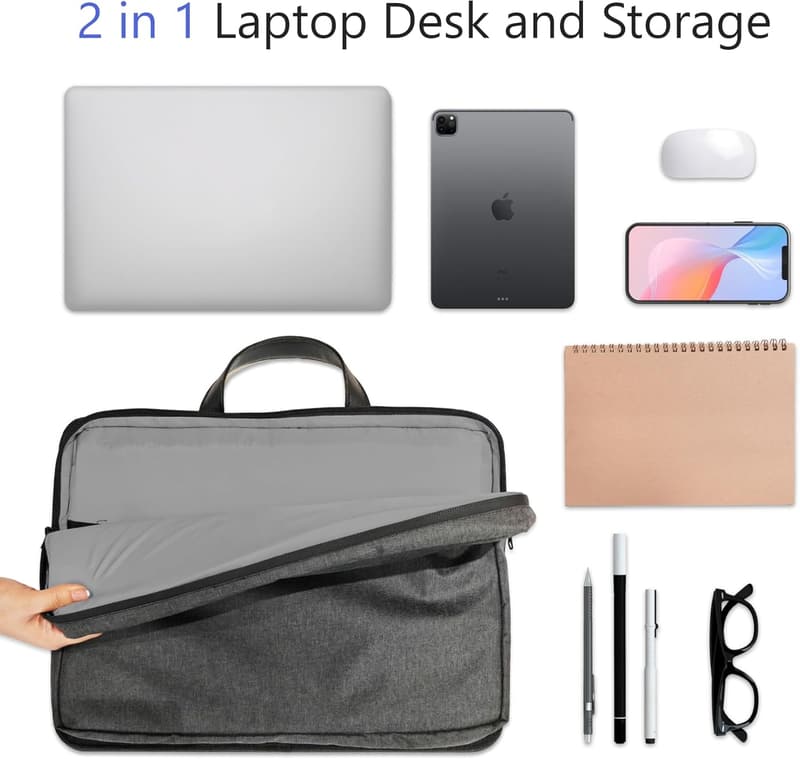 Portable Laptop Desk with Wrist Pad and Storage - Fits 15.6