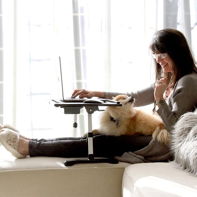 Portable Modern Workstation & Lap Desk - Adjustable Height, Charcoal