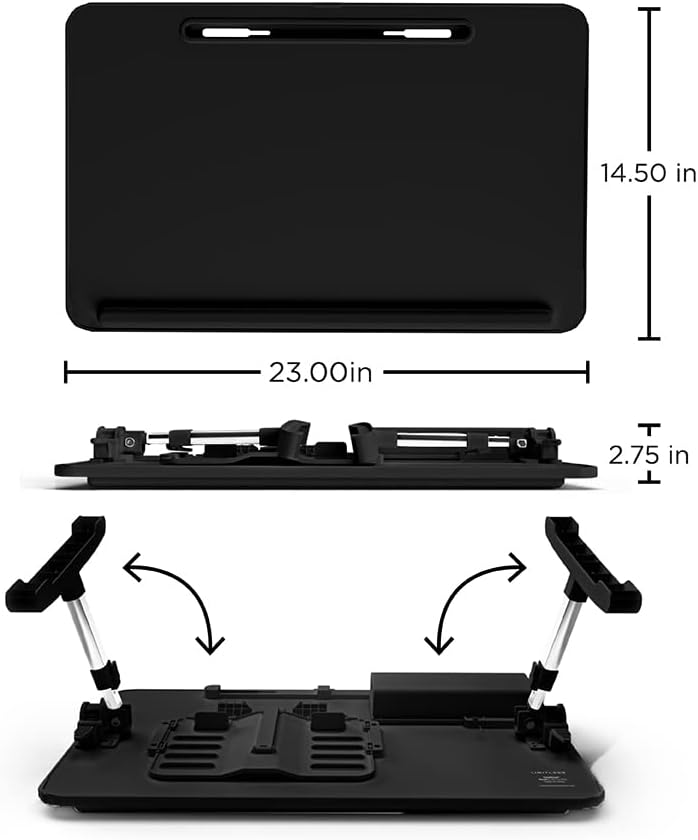 Portable Modern Workstation & Lap Desk - Adjustable Height, Charcoal