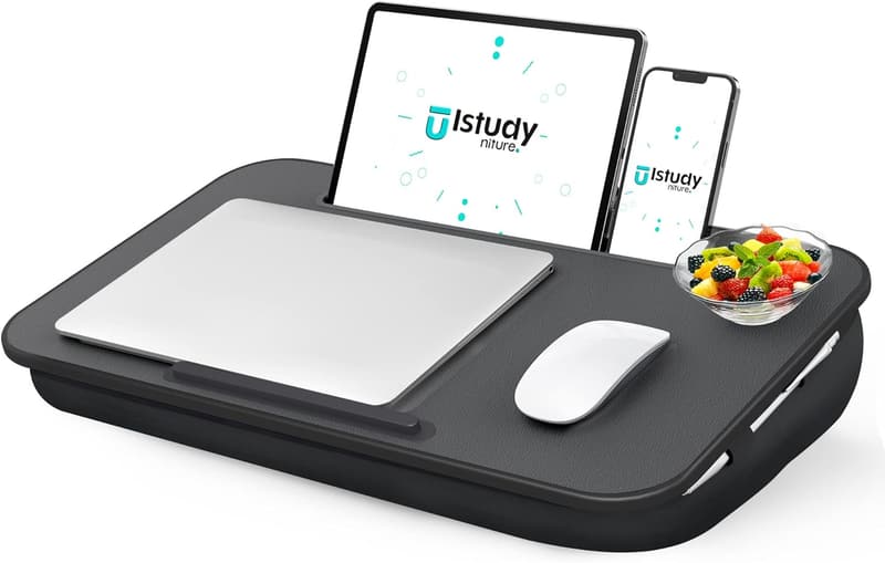 Portable Lap Desk with Cushion & Device Holder - Fits 17