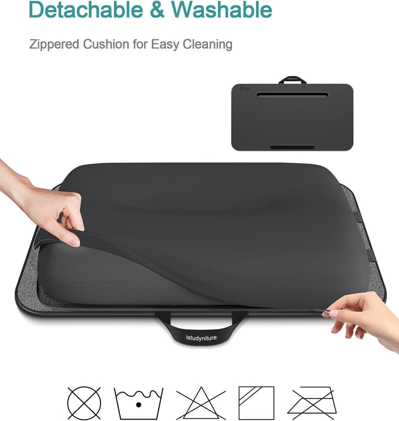 Portable Lap Desk with Cushion & Device Holder - Fits 17