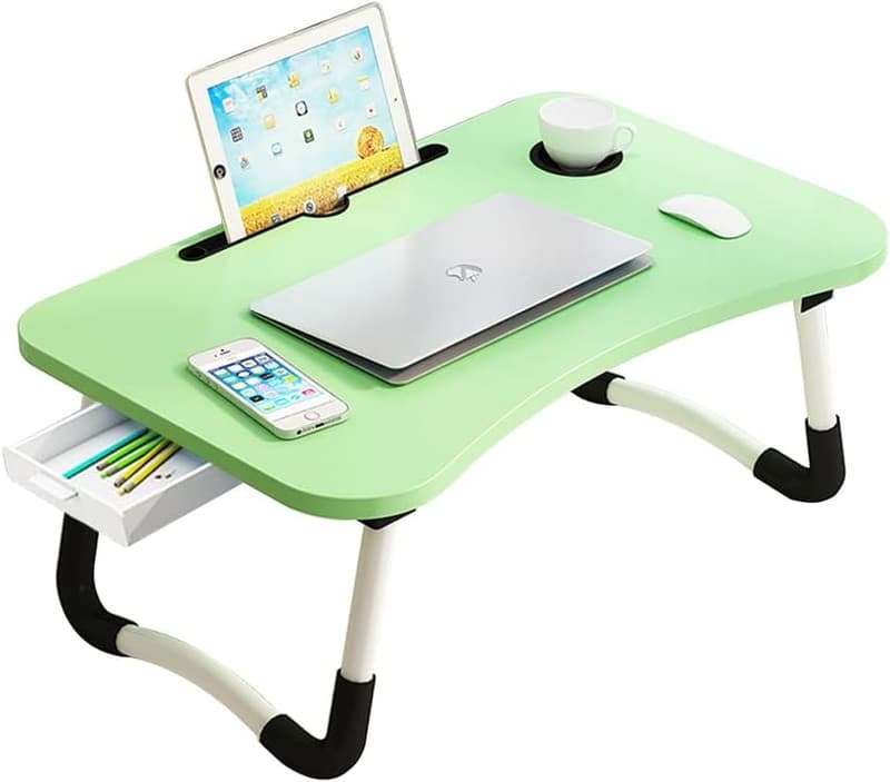 Portable Laptop Bed Tray Table with Storage, Cup & Tablet Holders