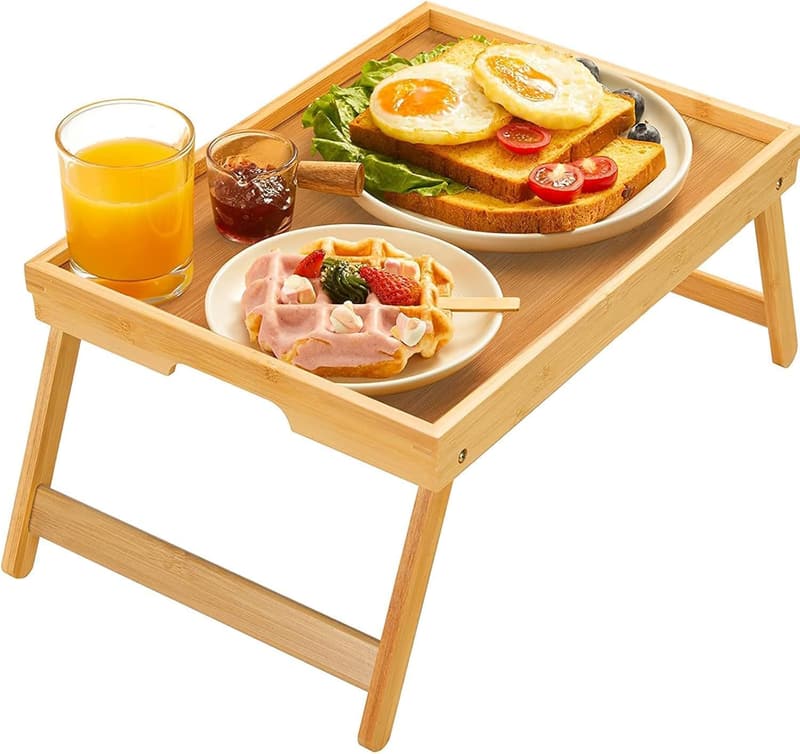 Bamboo Foldable Bed Tray Table for Breakfast and Snacks