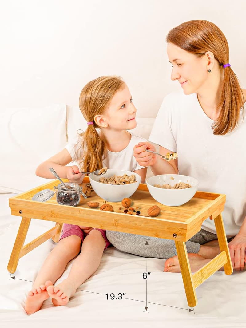 Bamboo Foldable Bed Tray Table for Breakfast and Snacks