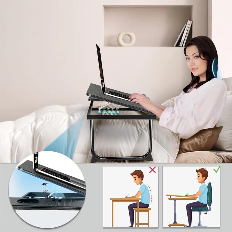 Portable Adjustable Laptop Desk for Bed and Couch (Black)