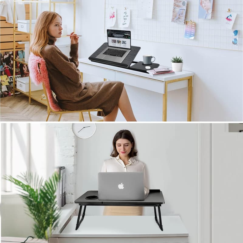 Portable Adjustable Laptop Desk for Bed and Couch (Black)