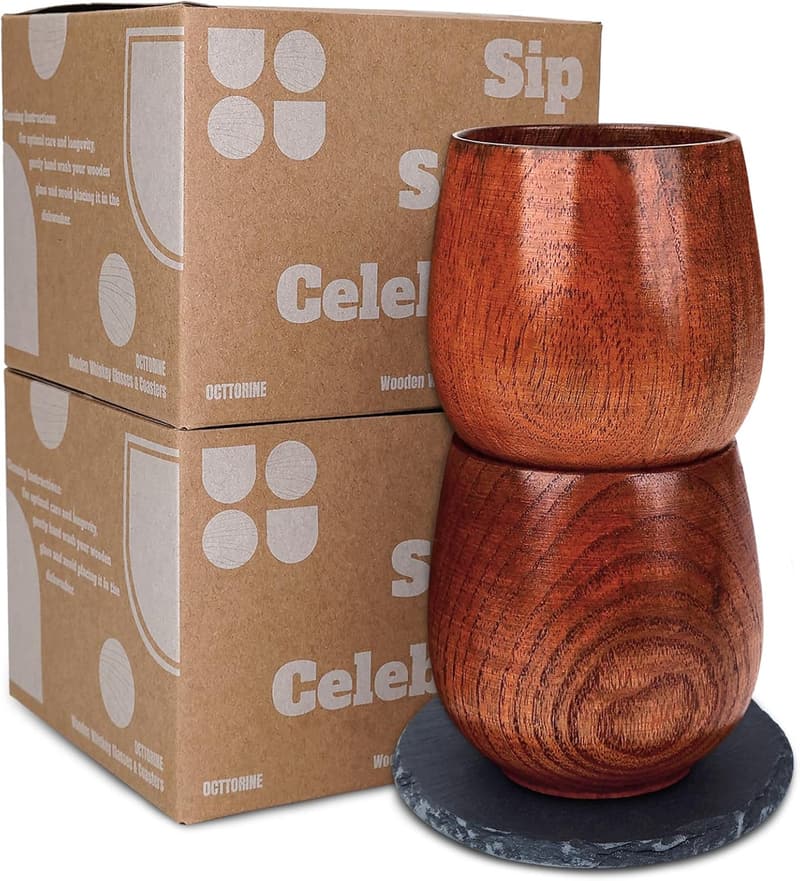 Old Fashioned Bourbon Glass Set with Coasters - Perfect Gift for Men