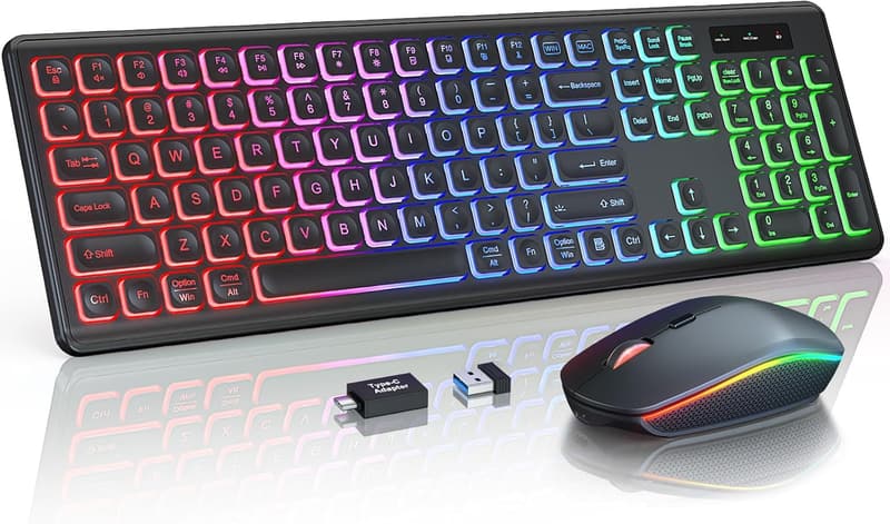 Wireless RGB Backlit Keyboard and Mouse Combo