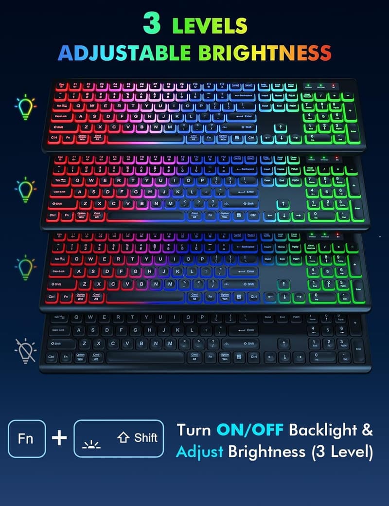 Wireless RGB Backlit Keyboard and Mouse Combo