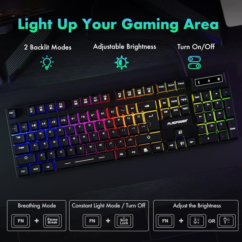 RGB Gaming Keyboard and Mouse Combo for PC and Laptop