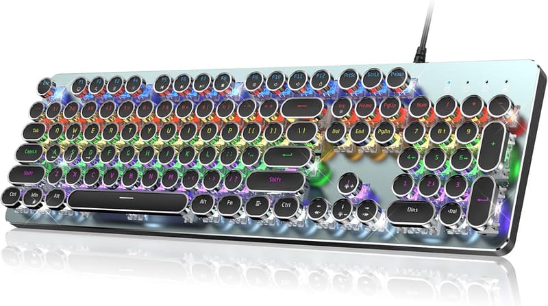 Retro Punk Mechanical Gaming Keyboard with Rainbow LED Backlight