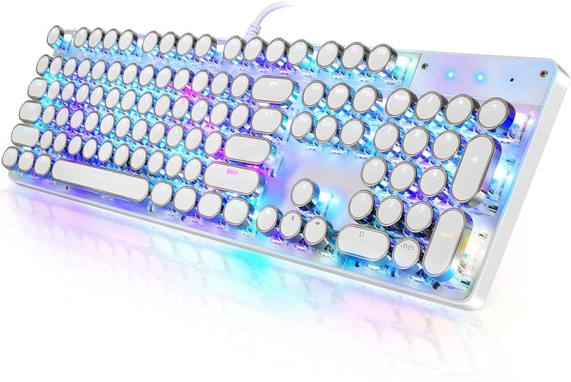 RGB Backlit Typewriter Style Mechanical Gaming Keyboard
