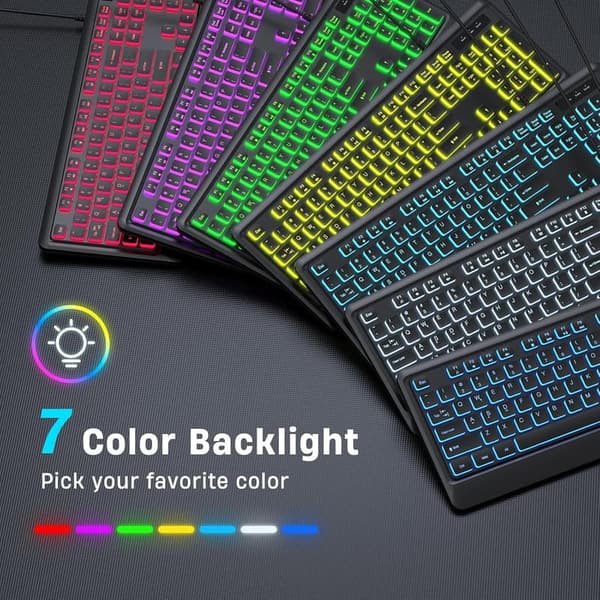 Wired USB LED Gaming Keyboard with 7-Color Backlight