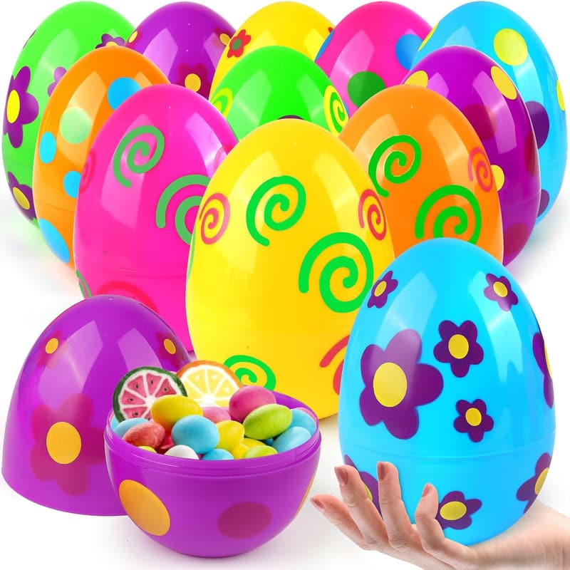 Giant Fillable Easter Eggs - 12 Pack for Hunts and Parties