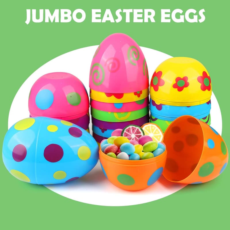 Giant Fillable Easter Eggs - 12 Pack for Hunts and Parties
