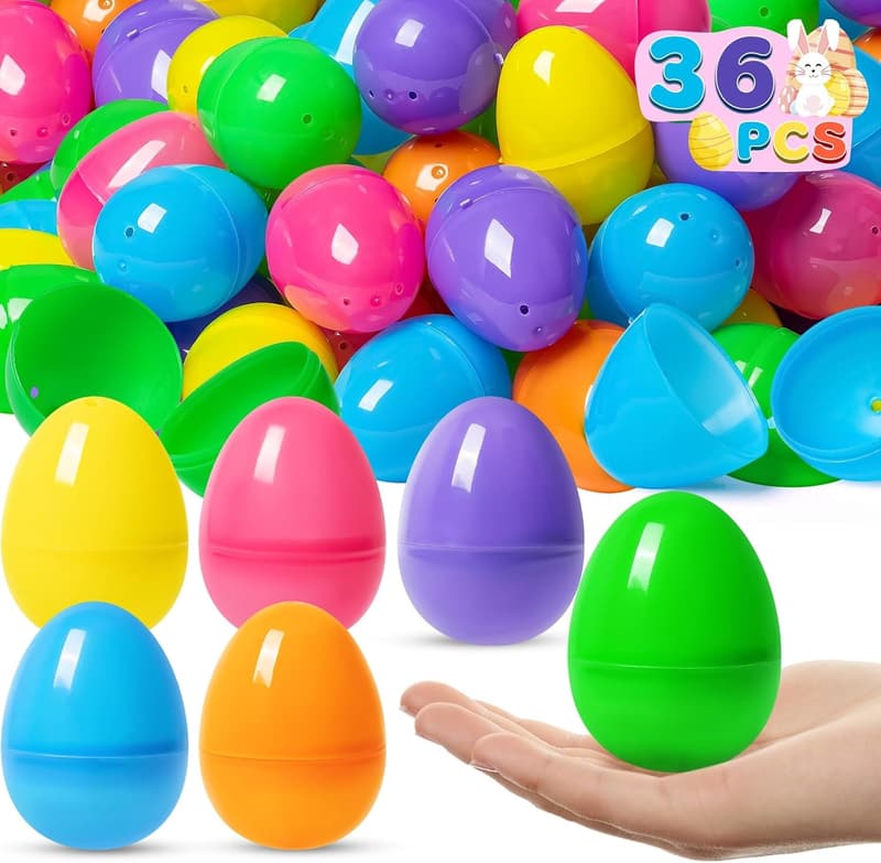 36 PCS Fillable Plastic Easter Eggs - Large Colorful Decorations