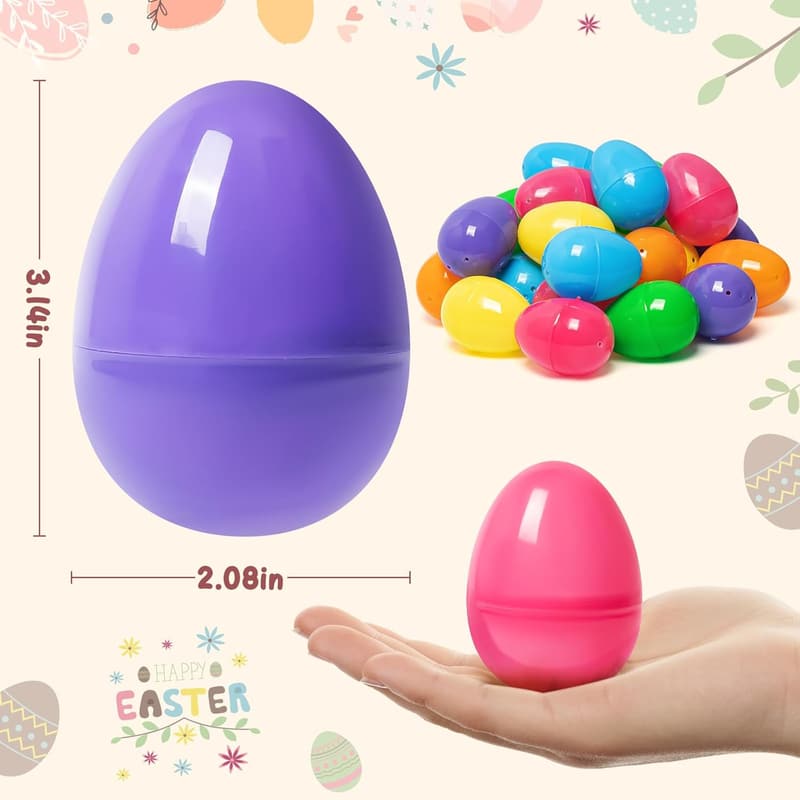 36 PCS Fillable Plastic Easter Eggs - Large Colorful Decorations