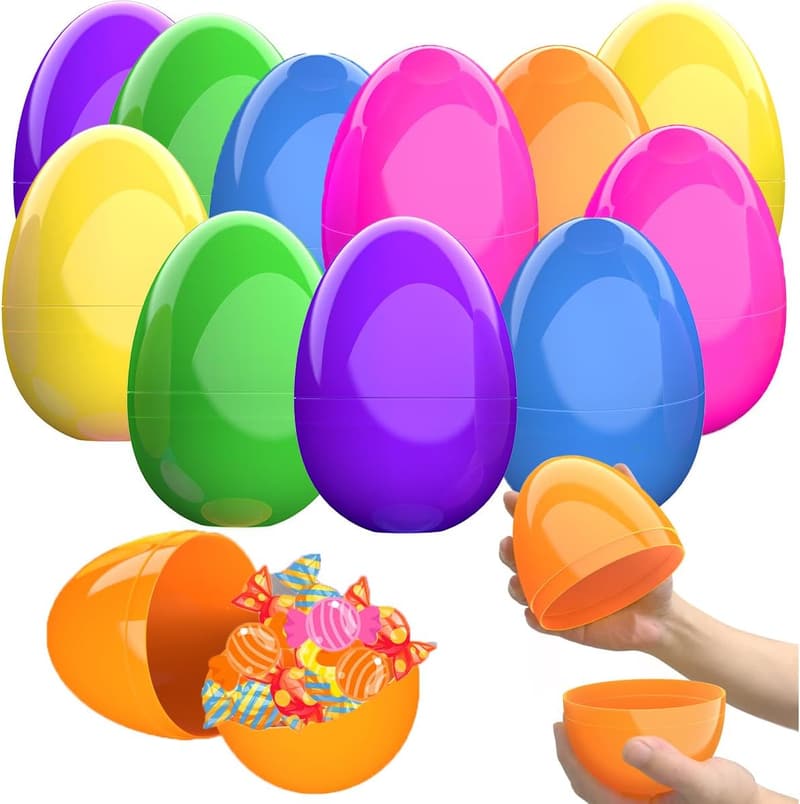 Bright Color Jumbo Fillable Easter Eggs - 12 Pcs for Kids