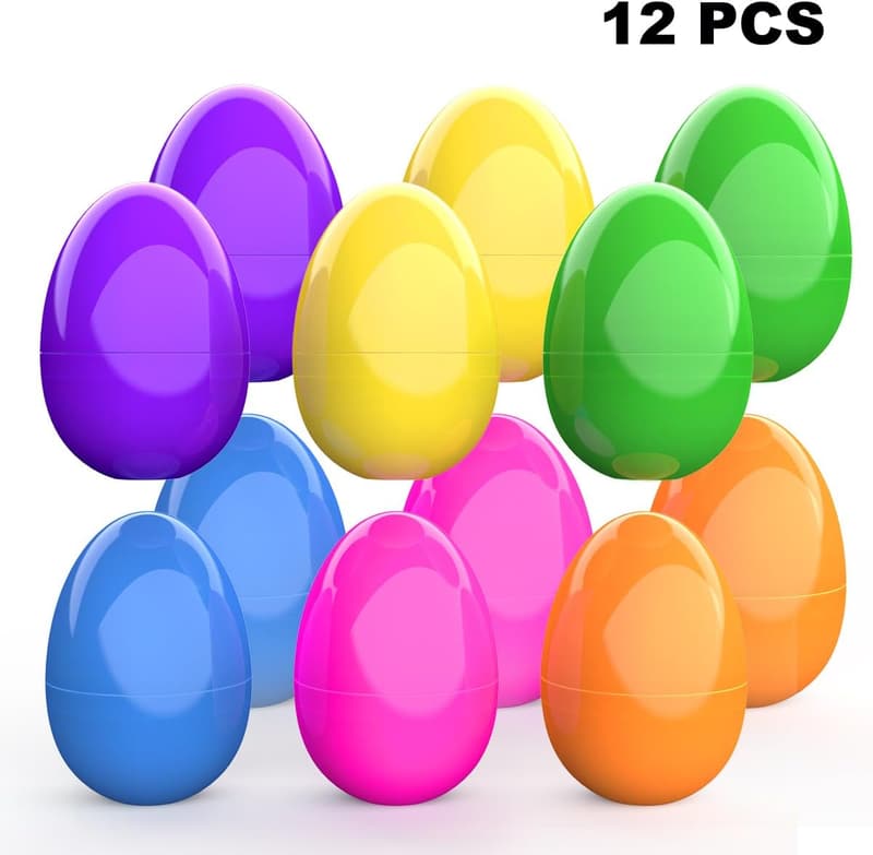 Bright Color Jumbo Fillable Easter Eggs - 12 Pcs for Kids