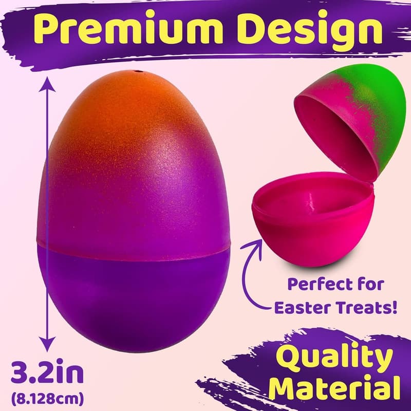 Colorful Ombre Easter Eggs - 32 Pack, Fillable Plastic Eggs