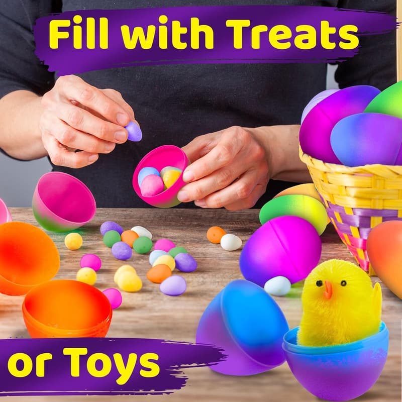 Colorful Ombre Easter Eggs - 32 Pack, Fillable Plastic Eggs