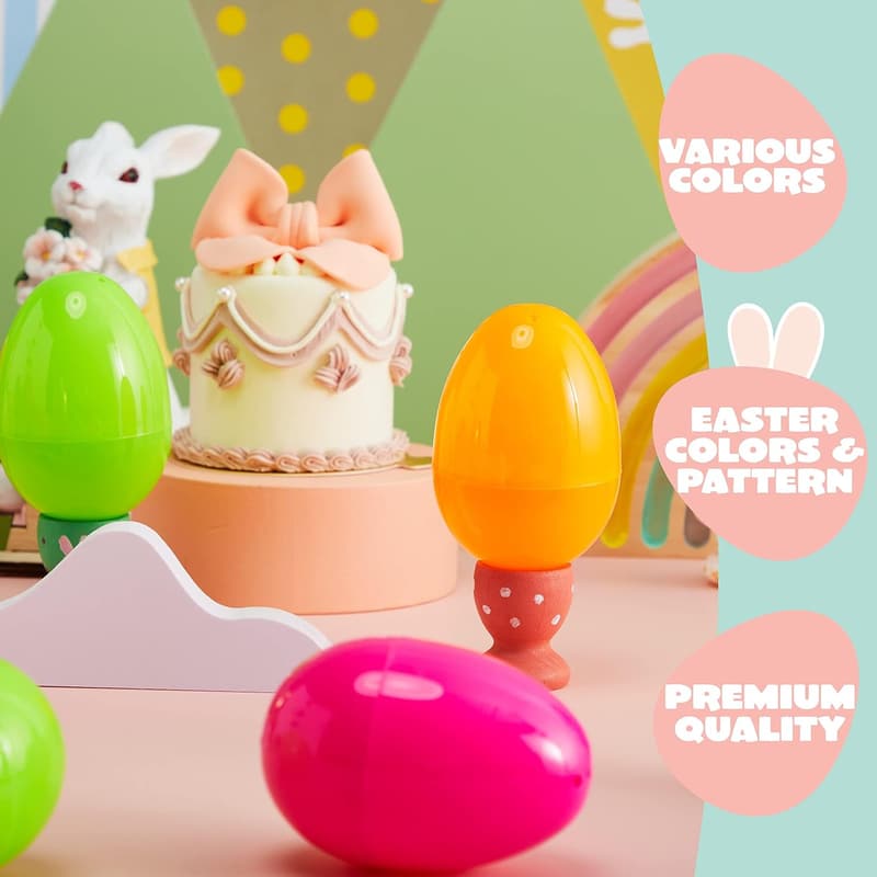 144 Plastic Easter Eggs with 6 Golden Fillable Eggs